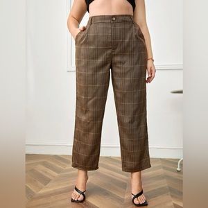 SHEIN LUNE Plus High Waist Plaid Pants